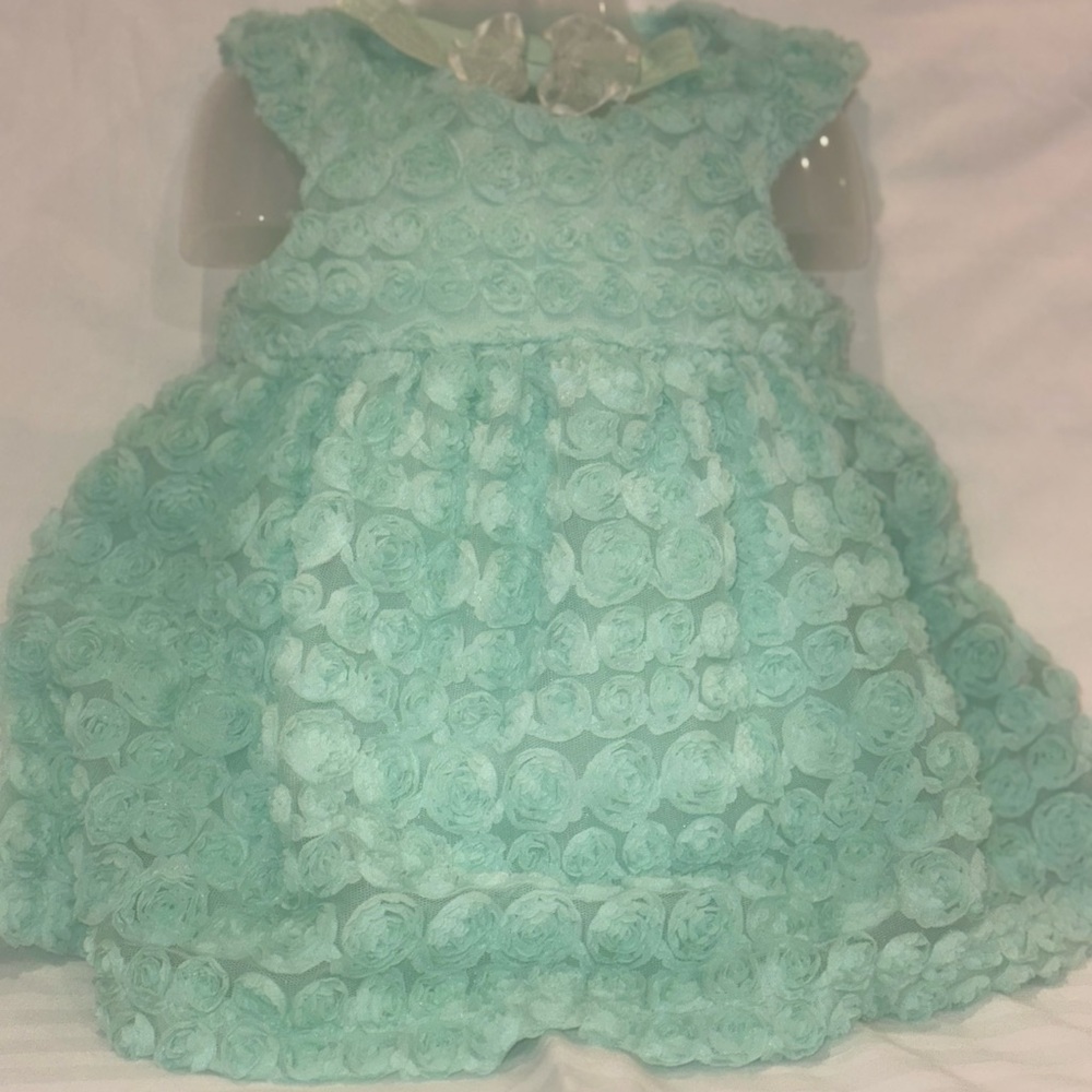 Cat & Jack Aqua Baby Dress with Floral Detail